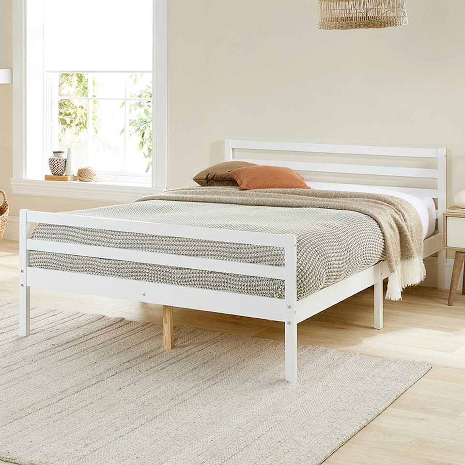 image 1 of Alpine Bed Frame in White, size King