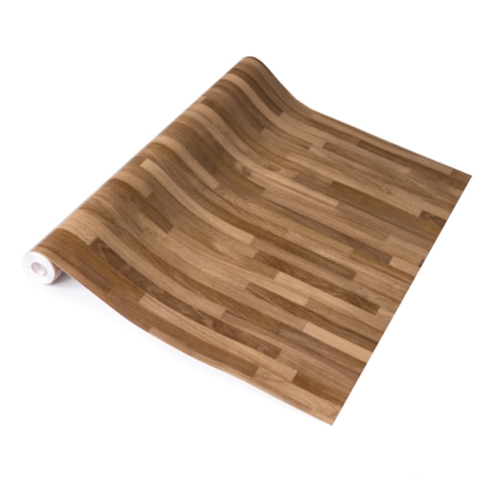 image 1 of Sticky Back Plastic Walnut Block Wood Effect Kitchen Self-adhesive Vinyl Wrap for Cupboards, Doors and Worktops 67.5cm x 2m (5 rolls) - d-c-fix