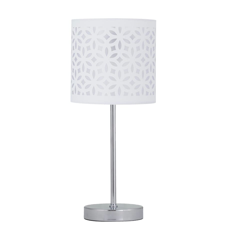 image 1 of First Choice Lighting Set of 2 White Laser Cut 15.5cm Table Lamp Shades White