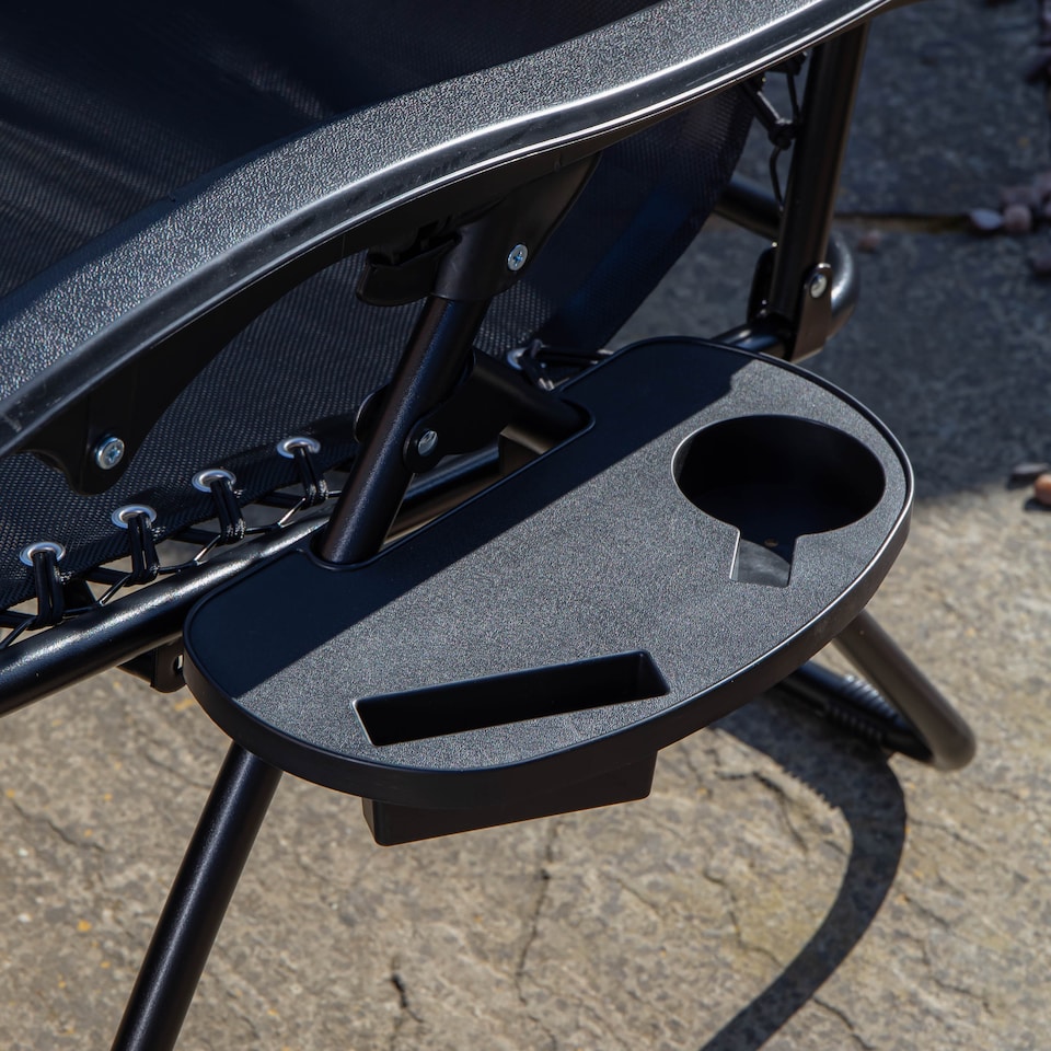 image 1 of Black Multi Position Textoline Zero Gravity Garden Relaxer Chair Lounger