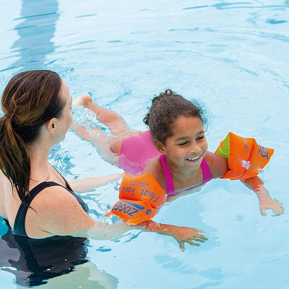 image 1 of Zoggs Baby Swimming Armbands - Orange/Green - 6-12 Years