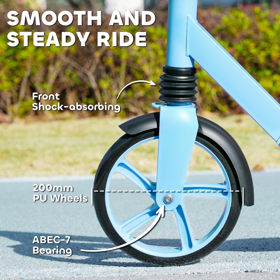 image 1 of AIYAPLAY Kids Scooter, Foldable Kick Scooter with Adjustable Handlebar, 200mm Big Wheel, Rear Fender Brake, Gift for Ages 6-12 Years, Boys and Girls | Blue