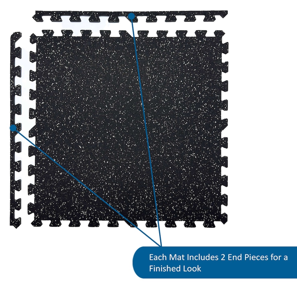 image 1 of 14mm Interlocking Rubber Topped EVA Foam Floor Mats - 62cm x 62cm | Black | Pack of 20