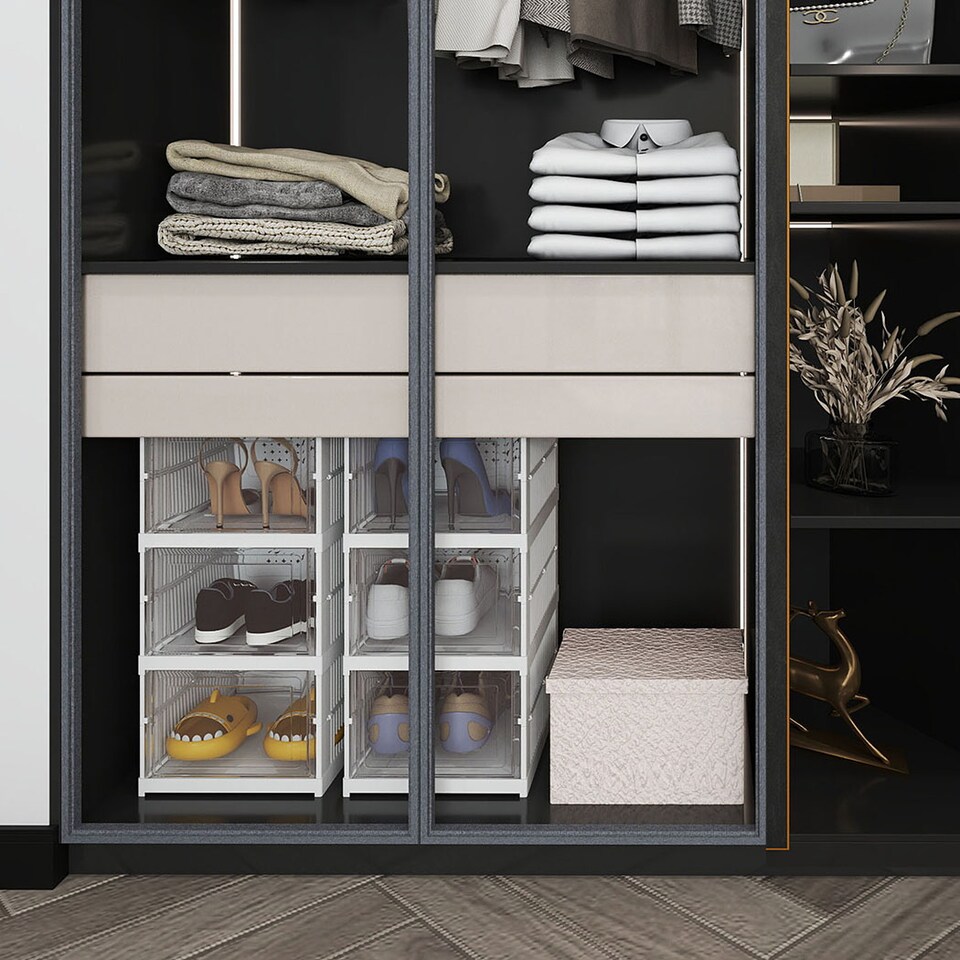 image 1 of Levede Shoe Box Foldable Home Shoe Shelf Ventilated Storage Organizer 6 Pcs