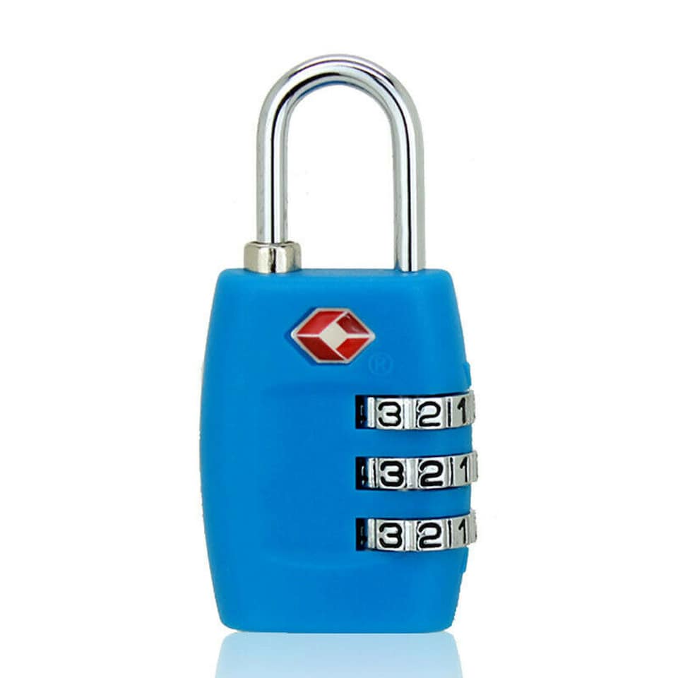 image 1 of Blue TSA 3 Dial Combination Travel Padlock | Resettable Luggage Lock for Suitcases & Travel Bags