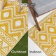 image 4 of Homescapes Outdoor Rug Luxury Waterproof Reversible Recycled, For Garden, Anna Aztec Yellow | 180 x 270 cm