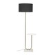 image 2 of ValueLights Large Brushed Chrome Curved Stem Marble Floor Lamp Coffee Table Light - Charcoal Shade + LED Bulb