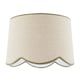image 1 of Natural Oatmeal Textured Linen Scallop Lamp Shade with Olive Trims Green