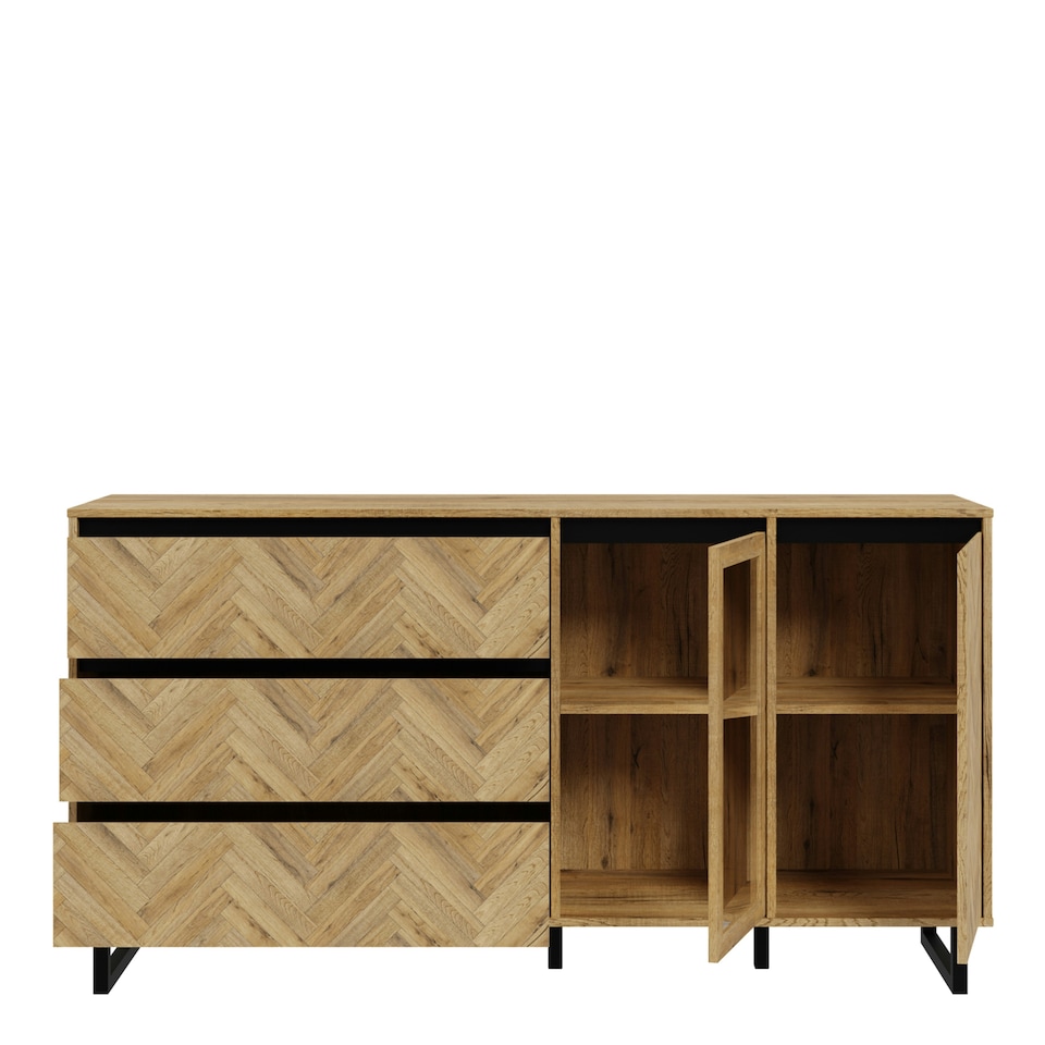 image 1 of Nikomedes Sideboard in Spica Oak/Matt Black/Bartex Oak