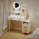 image 6 of HOMCOM Dressing Table with Mirror, Vanity Table with Adjustable LED Lights, Makeup Desk with 5 Drawers and 5 Shelves, White