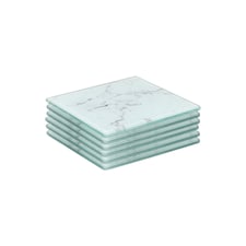 Harbour Housewares Square Glass Coasters - Marble - Pack of 6
