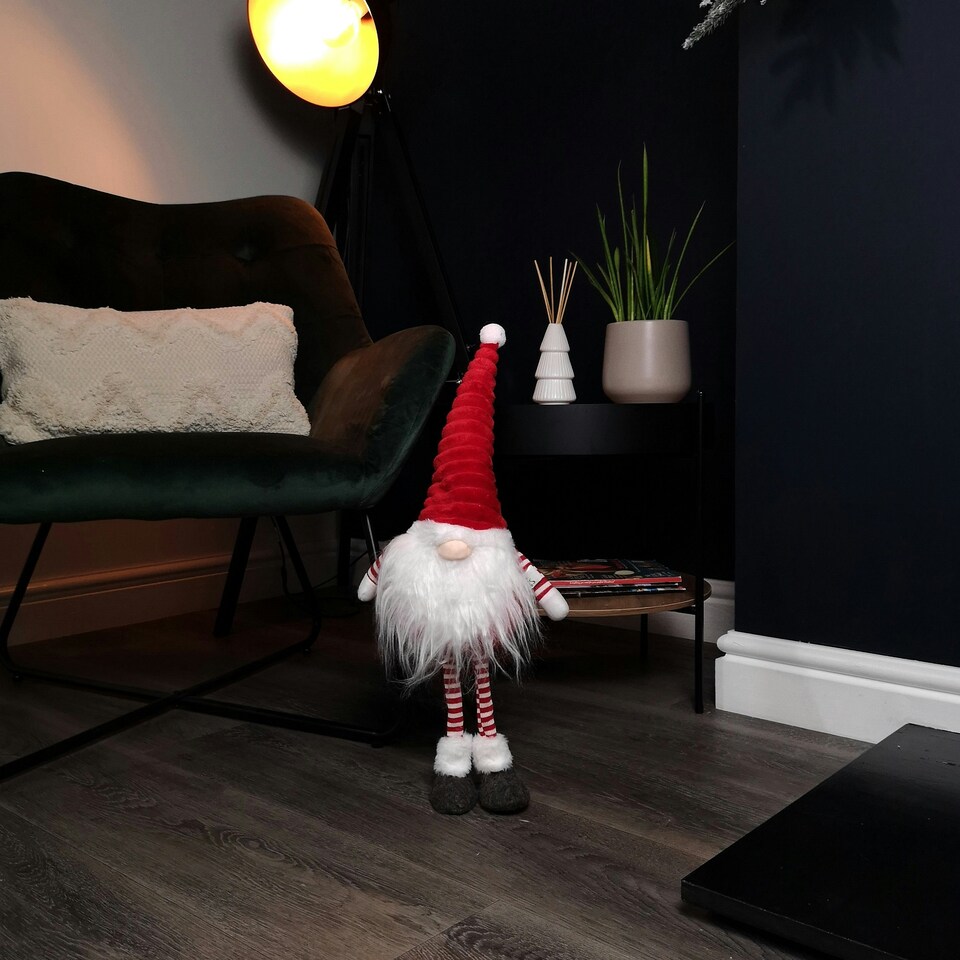 image 1 of 53cm Standing Plush Christmas Gonk with Grooved Hat in Red
