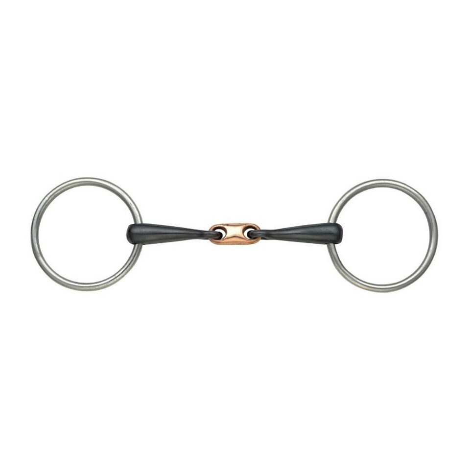 Shires Copper Lozenge Horse Snaffle Bit - Black/Silver - 4.5in