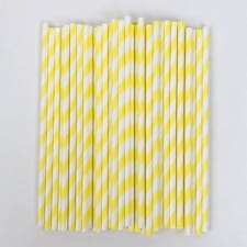 Pastel Yellow Biodegradable Paper Straws - Pack of 50