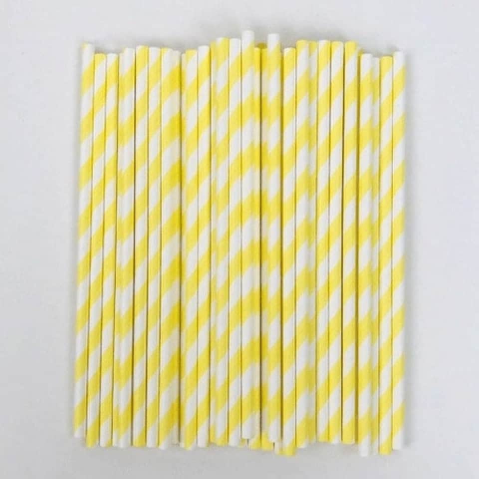 Pastel Yellow Biodegradable Paper Straws - Pack of 50