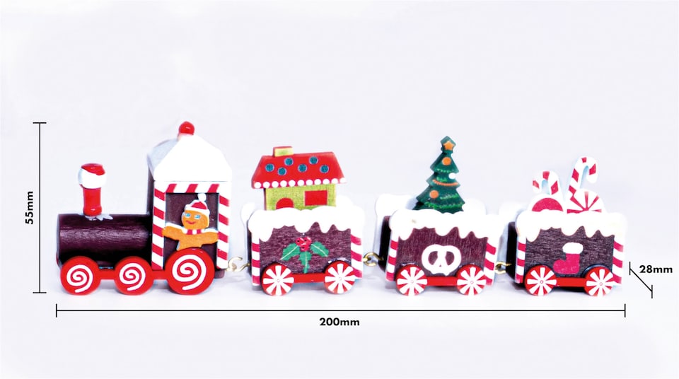 image 1 of St Helens 20Cm Wooden Christmas Pudding Train Set Display