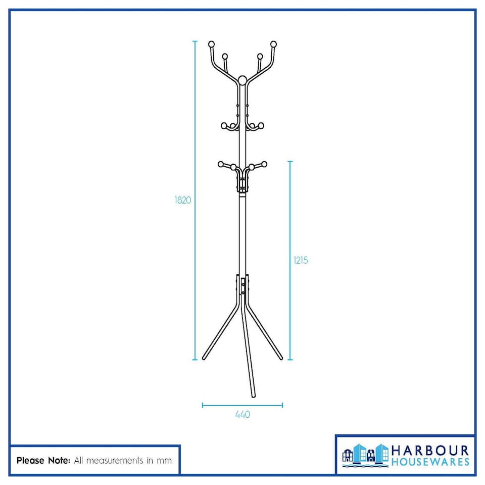 image 1 of Harbour Housewares Free-Standing Steel Coat Rack - Black | Black | Black | One Size