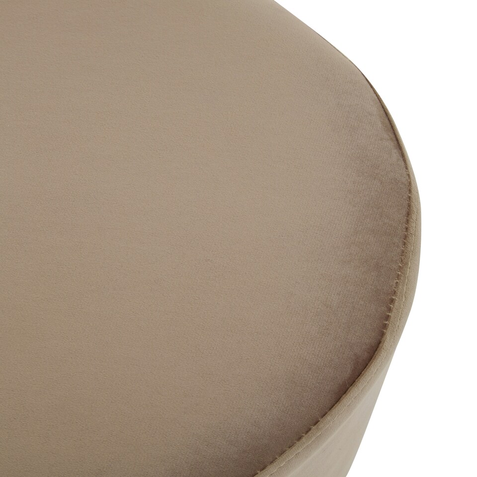 image 1 of Interiors by Premier Mink and Silver Round Footstool, Velvet Ottoman Footstool with Silver Base, Pouffe Footstool for Home Brown