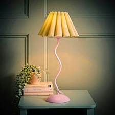 ValueLights Wiggle Sage Pleated Scallop Lamp Shade Pale Purple Metal Table Lamp Purple