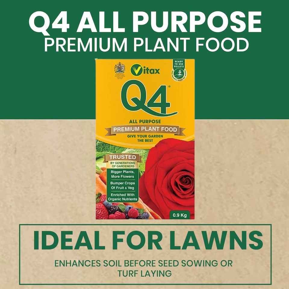 image 1 of Vitax Q4 All Purpose Plant Food Pelleted Fertiliser for Flowers Vegetables Fruit Lawns Garden Feed- 0.9kg Box
