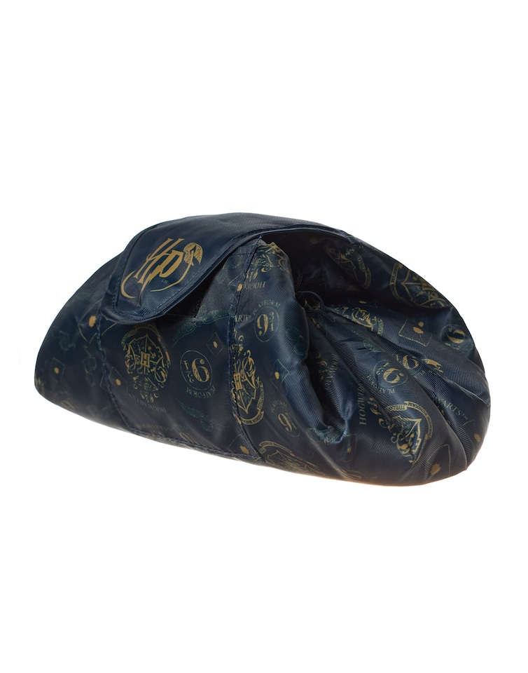 image 1 of Harry Potter Navy Cosmetic Bag | Ladies Makeup Pouch with Hogwarts Logo All Over Print | Travel Beauty Case | Toiletries Organiser | Harry Potter Merch | Blue | Navy
