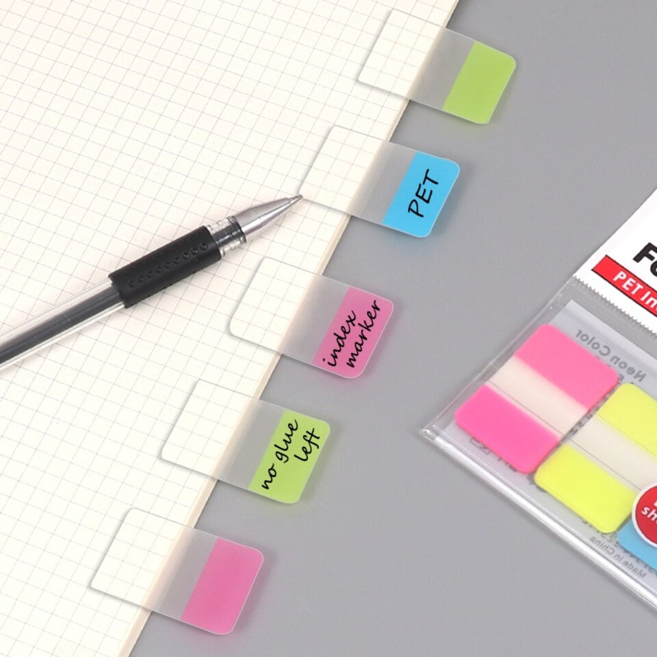 image 1 of Pack of 45 PET Sticky Index Page Markers 25 x 38mm