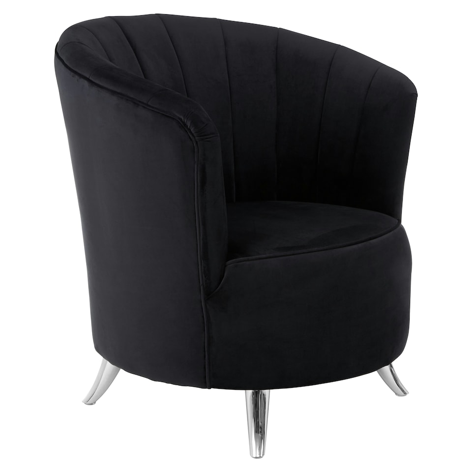 image 1 of Interiors by Premier Black Tub Chair, Stylish Office Chair, Classy Velvet Chair, Round Velvet Upholstery Chair for Lounge