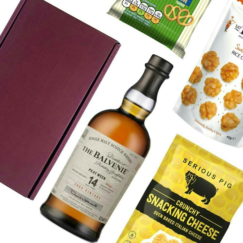 image 1 of Balvenie Caribbean Cask 14 Year Old Whisky Nibbles Hamper 70cl 43% abv