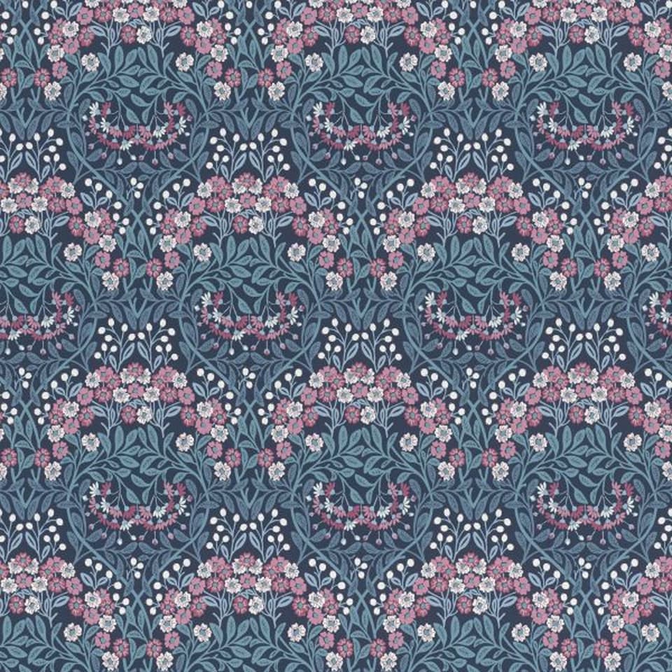 image 1 of Rasch Sophia Floral Vinyl Wallpaper | Blue | Blue/Pink | 1