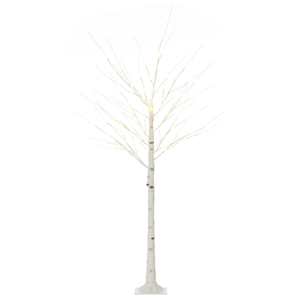 image 1 of HOMCOM 6ft Artificial White Birch Tree Light with Warm White Pre-Lit LED Light for Indoor and Covered Outdoor Use | White