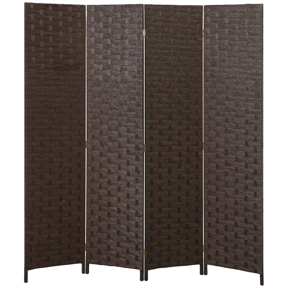 image 1 of HOMCOM 4 Panel Folding Room Divider, Privacy Screen with Panels, Dark Brown