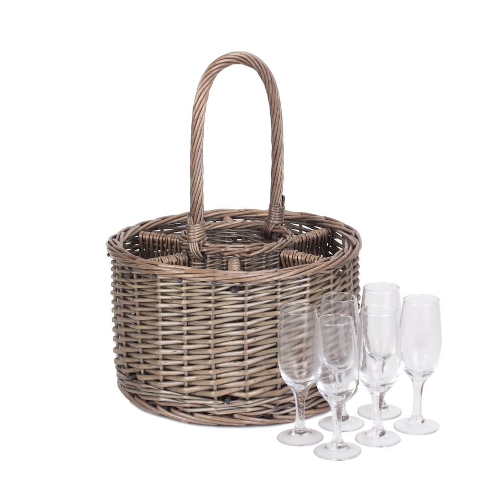 image 1 of Wicker Special Event Basket Basket Wine Glasses