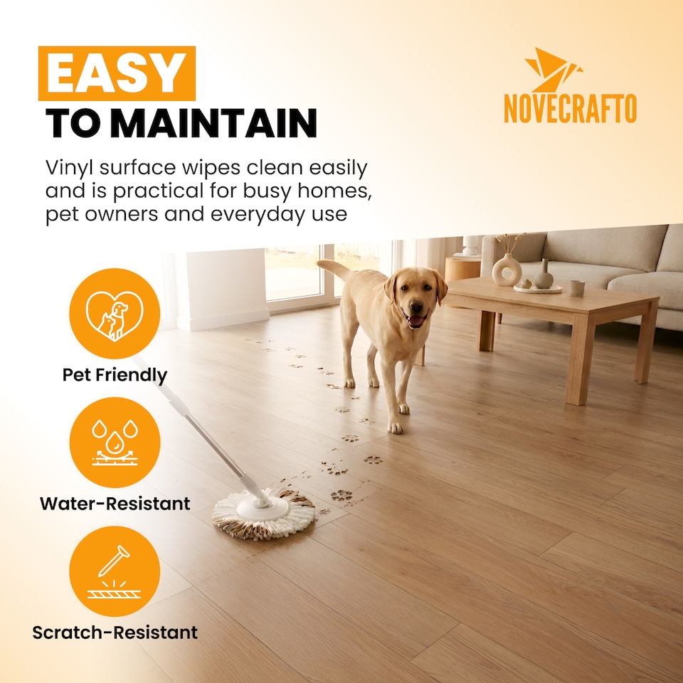 image 1 of Self Adhesive Floor Planks | 5.9x35.9in (91.4x15.2cm) Each | Peel & Stick Vinyl Flooring | Beige Wood Effect | Easy DIY | Stick On Tile Planks | Brown | 4.17 sqm
