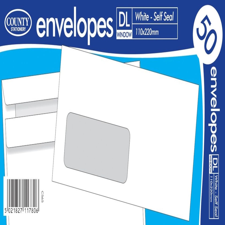 image 1 of Pack of 50 DL Window White Self Seal Envelopes