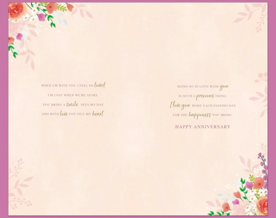 image 1 of Bouquet Of Flowers Luxury Hand-Finished Wife Wedding Anniversary Card