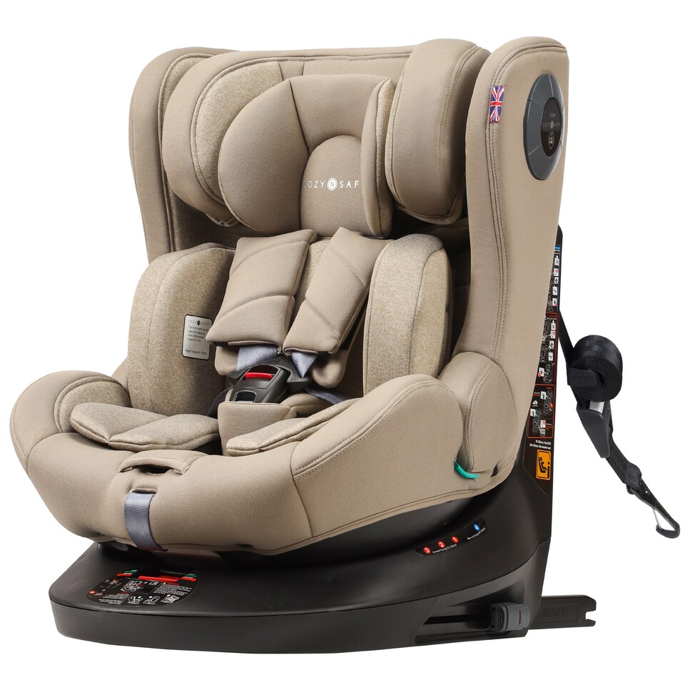 image 1 of Cozy N Safe Comet+ i-Size 360 Rotating Car Seat 40-150cm, ISOFix & Top Tether, Extended Rear & Forward Facing, Side Impact Protection, Adjustable Headrest, Birth to 12 Years (Ecru)