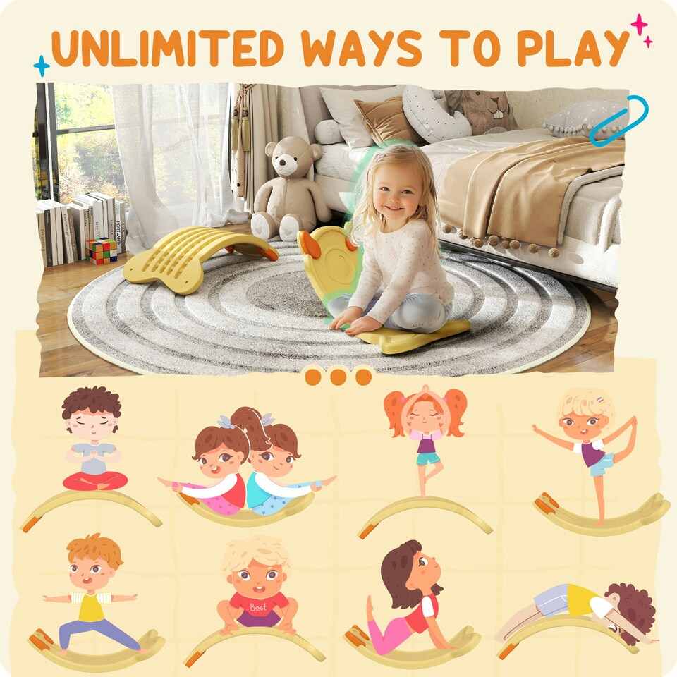 image 1 of AIYAPLAY Balance Board for Kids Balance Training & Sensory Play, Yellow