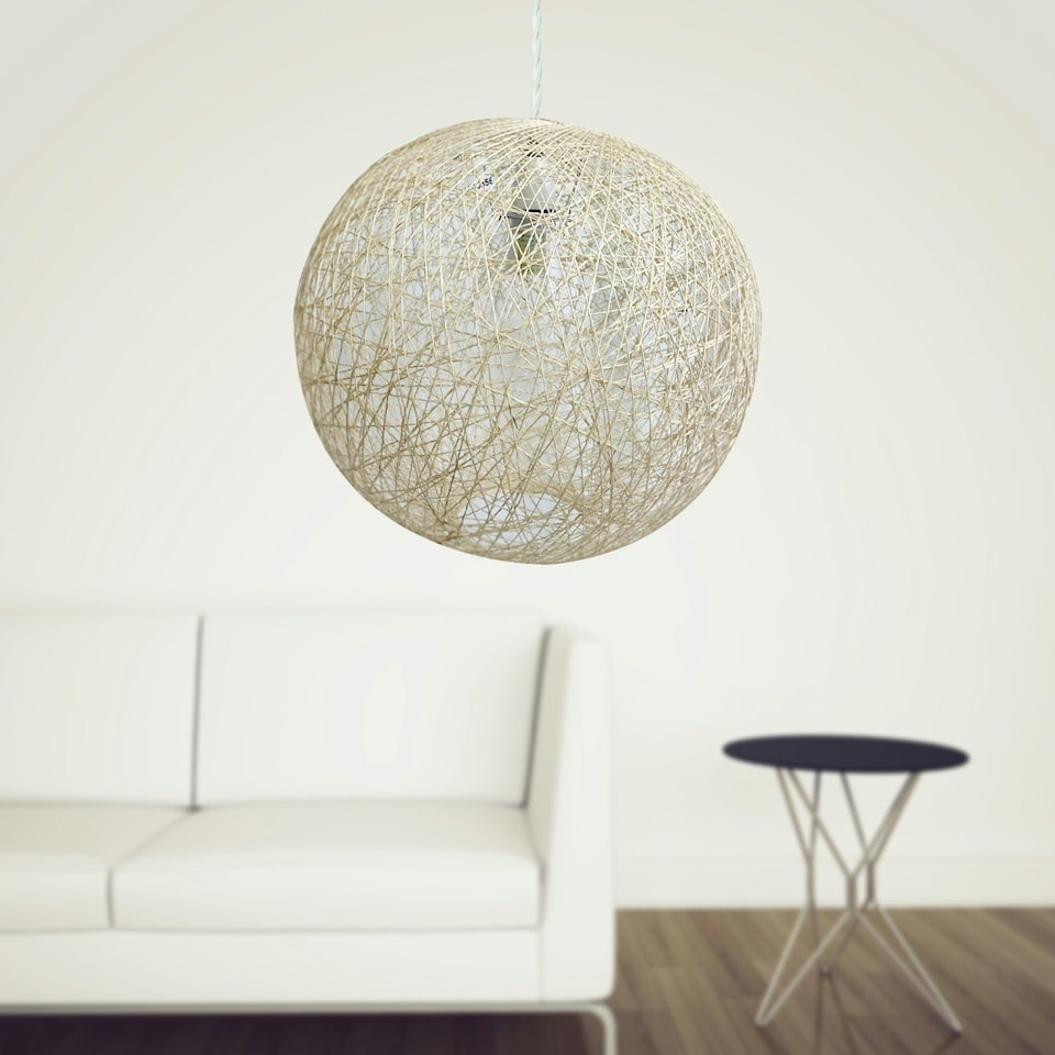 image 1 of Set of 2 Abaca - Natural 10 Globe Ceiling Light Shades" Brown