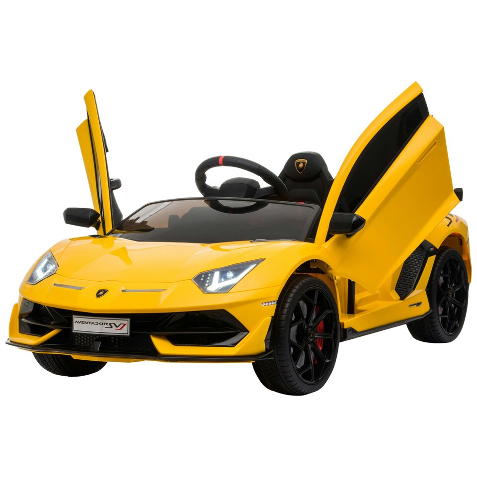 image 1 of HOMCOM Lamborghini SVJ 12V Ride-On Car w/ Lights Music Remote 3-8 Yrs Yellow