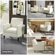 image 6 of HOMCOM Modern Armchair Accent Chair with Rubber Wood Leg for Bedroom Cream White