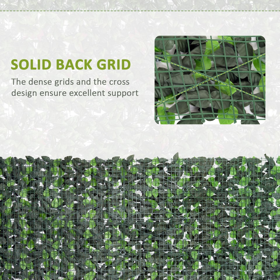 image 1 of Outsunny Artificial Leaf Hedge Screen Privacy Fence Panel for Garden 3Mx1M
