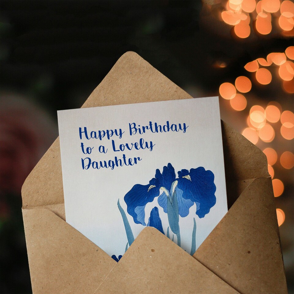 image 1 of Beautiful Elegant Iris Flower Floral Blooms Lovely Daughter Birthday Card