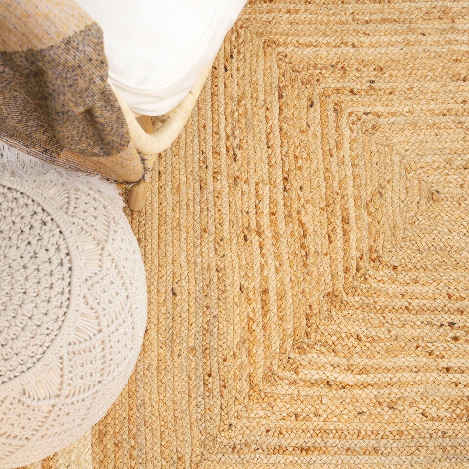 image 1 of KUKOON Bordered Natural Handwoven Braided Jute Fireside Living Area Rug 160cm x 230cm