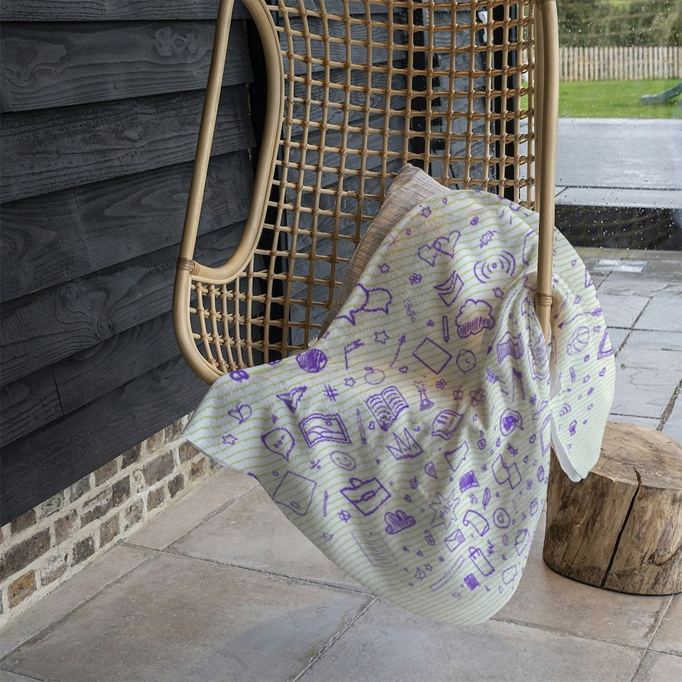 image 1 of Abstract line pattern with school supplies (Blanket)