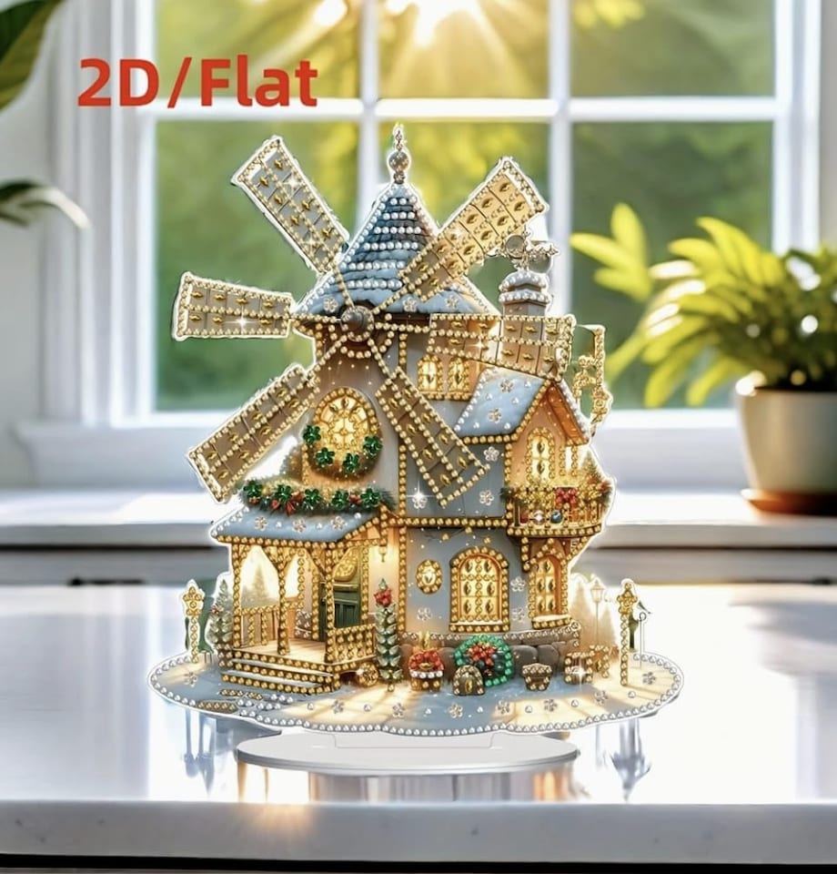 image 1 of Festive Windmill Tabletop Diamond Painting Kit