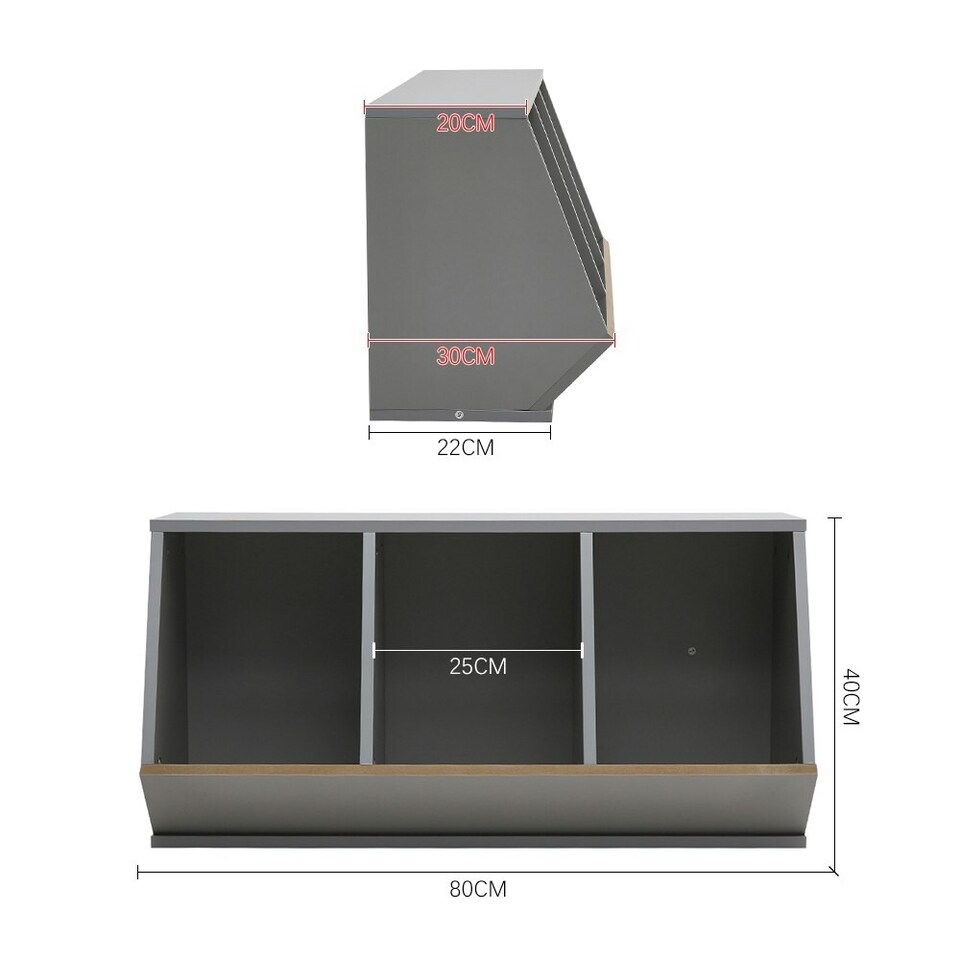 image 1 of Living and Home Open Style Toy Storage Organizer - 80*30*40cm - Grey