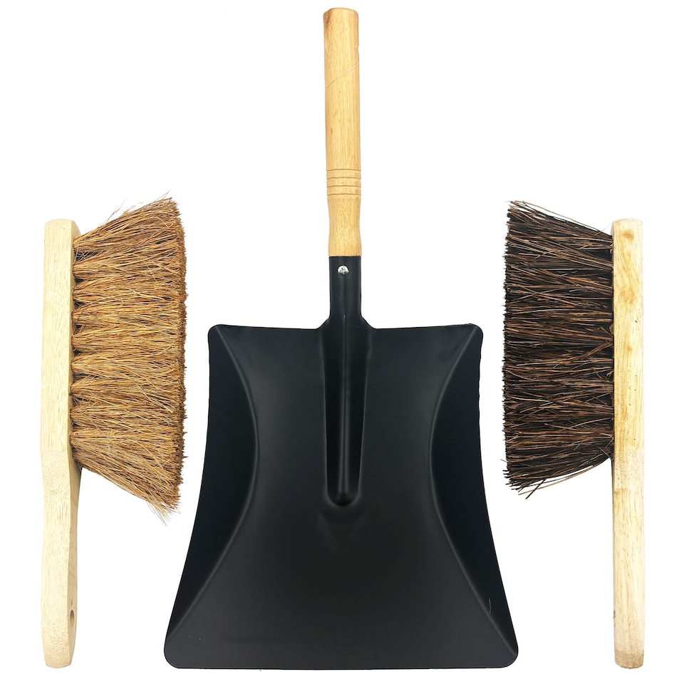 image 1 of Heavy Duty Brush and Shovel Set with Soft and Stiff Hand Brushes