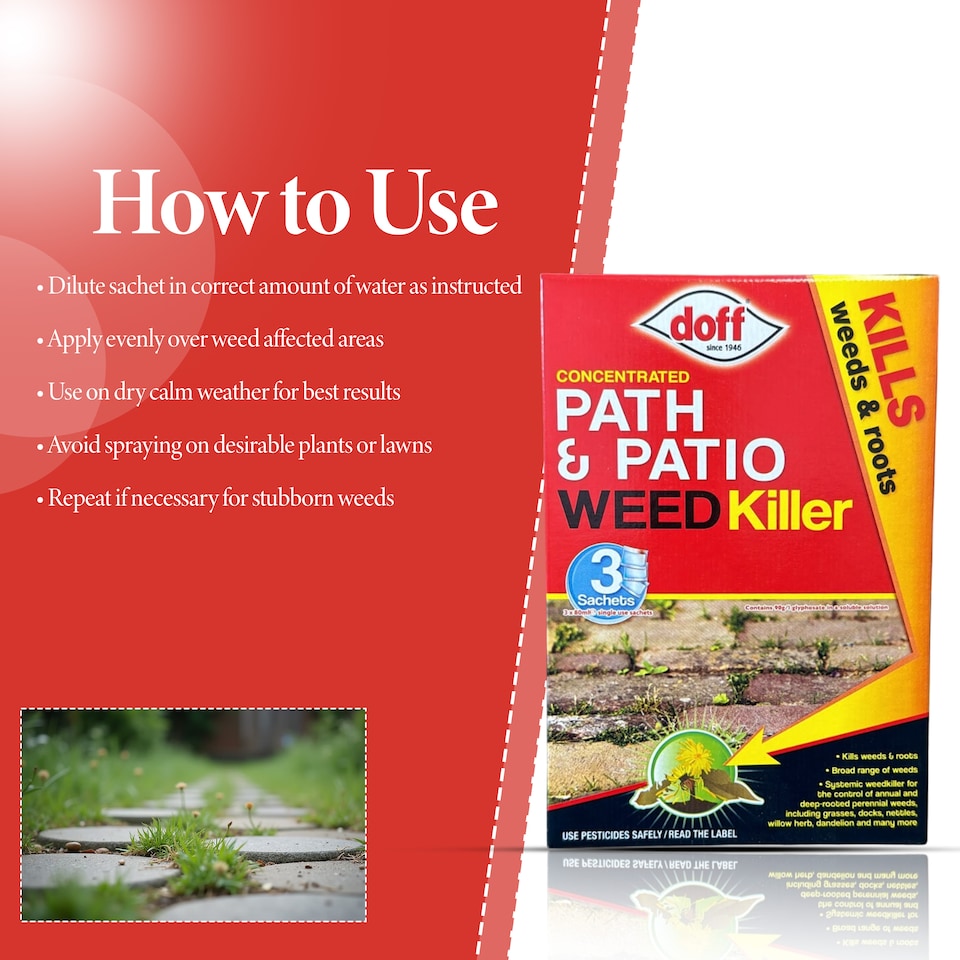 image 1 of Doff Concentrated Path and Patio Weedkiller Outdoor Weed Control Herbicide 3 Sachets