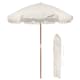 image 1 of Harbour Housewares Wooden Garden Parasol with Tassel Fringe - 1.4M - Beige Stripe | Cream | Beige Stripe
