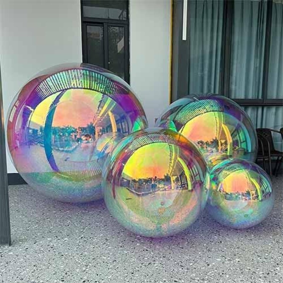 image 1 of Shiny Iridescent Mirror PVC Giant Balloon 60cm Multi